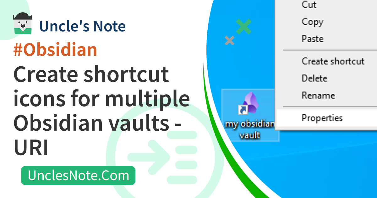 Create shortcut icons for multiple Obsidian vaults - URI