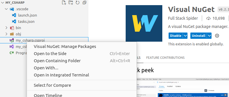 Visual Studio Code - Extension - `Visual Nuget`