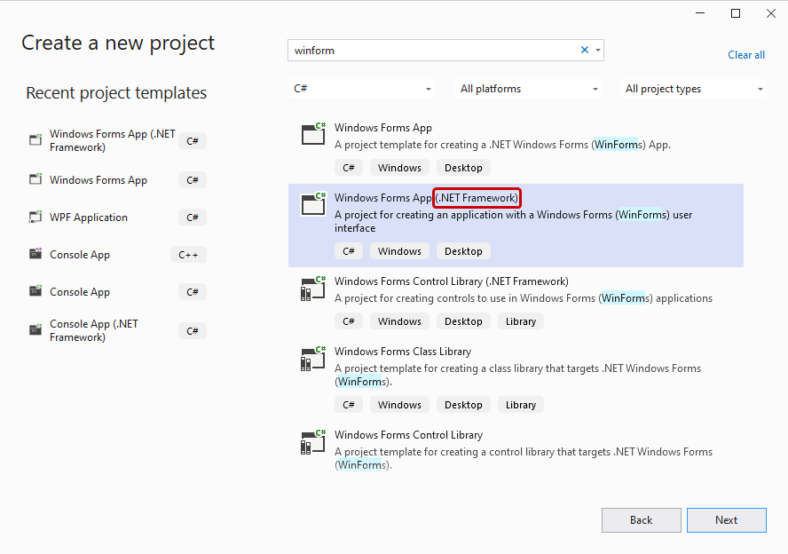 Visual Studio 2022 - Create Project