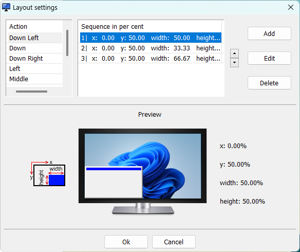 ショートカットで制御可能なウィンドウ画面分割ソフトウェア - WinSplit Revolution - Layout settings