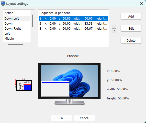 Windows screen splitting software that can be controlled with shortcut keys - WinSplit Revolution - Layout settings