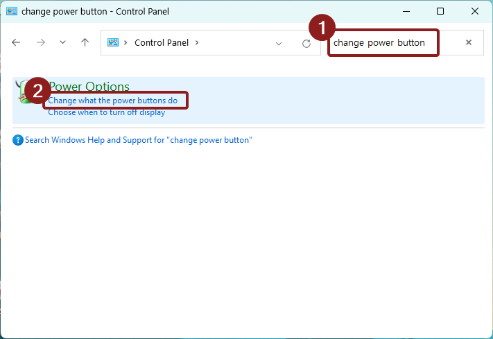 Control Panel - Change Power Button Options
